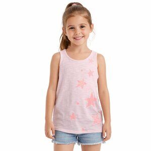 Epic Threads Girls Pink Glitter Star Tank Top Small 6/7 Side Slits